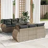 Image de Vidaxl Salon De Jardin Avec Coussins 7 Pcs Gris RÃ©sine TressÃ©e