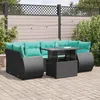 Image de Vidaxl Salon De Jardin Avec Coussins 7 Pcs Noir RÃ©sine TressÃ©e Acacia