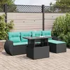 Image de Vidaxl Salon De Jardin 6 Pcs Avec Coussins Noir RÃ©sine TressÃ©e Acacia