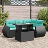 Image de Vidaxl Salon De Jardin 5 Pcs Avec Coussins Noir RÃ©sine TressÃ©e Acacia