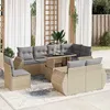 Image de Vidaxl Salon De Jardin Avec Coussins 9 Pcs Beige RÃ©sine TressÃ©e