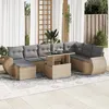Image de Vidaxl Salon De Jardin Avec Coussins 9 Pcs Beige RÃ©sine TressÃ©e