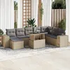 Image de Vidaxl Salon De Jardin Avec Coussins 9 Pcs Beige RÃ©sine TressÃ©e