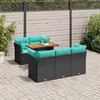 Image de Vidaxl Salon De Jardin 6 Pcs Avec Coussins Noir RÃ©sine TressÃ©e