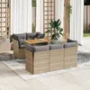 Image de Vidaxl Salon De Jardin Avec Coussins 6 Pcs Beige RÃ©sine TressÃ©e