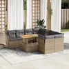 Image de Vidaxl Salon De Jardin Avec Coussins 9 Pcs Beige RÃ©sine TressÃ©e
