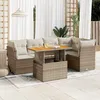 Image de Vidaxl Salon De Jardin Avec Coussins 6 Pcs Beige RÃ©sine TressÃ©e
