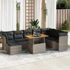 Image de Vidaxl Salon De Jardin 9 Pcs Avec Coussins Gris RÃ©sine TressÃ©e