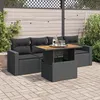 Image de Vidaxl Salon De Jardin 5 Pcs Avec Coussins Noir RÃ©sine TressÃ©e