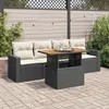 Image de Vidaxl Salon De Jardin 5 Pcs Avec Coussins Noir RÃ©sine TressÃ©e