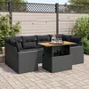 Image de Vidaxl Salon De Jardin 7 Pcs Avec Coussins Noir RÃ©sine TressÃ©e