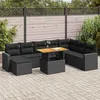 Image de Vidaxl Salon De Jardin 9 Pcs Avec Coussins Noir RÃ©sine TressÃ©e