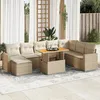 Image de Vidaxl Salon De Jardin Avec Coussins 9 Pcs Beige RÃ©sine TressÃ©e