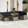 Image de Vidaxl Salon De Jardin 9 Pcs Avec Coussins Gris RÃ©sine TressÃ©e
