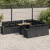 Image de Vidaxl Salon De Jardin 11 Pcs Avec Coussins Noir RÃ©sine TressÃ©e