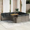 Image de Vidaxl Salon De Jardin 11 Pcs Avec Coussins Gris RÃ©sine TressÃ©e