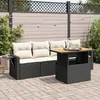 Image de Vidaxl Salon De Jardin 5 Pcs Avec Coussins Noir RÃ©sine TressÃ©e
