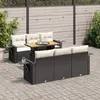 Image de Vidaxl Salon De Jardin 7 Pcs Avec Coussins Noir RÃ©sine TressÃ©e