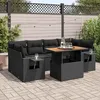 Image de Vidaxl Salon De Jardin 7 Pcs Avec Coussins Noir RÃ©sine TressÃ©e