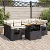 Image de Vidaxl Salon De Jardin 7 Pcs Avec Coussins Noir RÃ©sine TressÃ©e