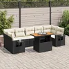 Image de Vidaxl Salon De Jardin 8 Pcs Avec Coussins Noir RÃ©sine TressÃ©e