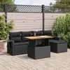 Image de Vidaxl Salon De Jardin 6 Pcs Avec Coussins Noir RÃ©sine TressÃ©e