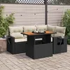 Image de Vidaxl Salon De Jardin 5 Pcs Avec Coussins Noir RÃ©sine TressÃ©e