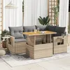 Image de Vidaxl Salon De Jardin Avec Coussins 5 Pcs Beige RÃ©sine TressÃ©e