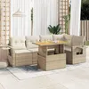 Image de Vidaxl Salon De Jardin Avec Coussins 6 Pcs Beige RÃ©sine TressÃ©e