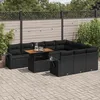 Image de Vidaxl Salon De Jardin 11 Pcs Avec Coussins Noir RÃ©sine TressÃ©e
