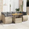 Image de Vidaxl Salon De Jardin Avec Coussins 7 Pcs Beige RÃ©sine TressÃ©e