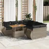 Image de Vidaxl Salon De Jardin 9 Pcs Avec Coussins Gris RÃ©sine TressÃ©e