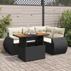 Image de Vidaxl Salon De Jardin 5 Pcs Avec Coussins Noir RÃ©sine TressÃ©e
