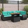 Image de Vidaxl Salon De Jardin 6 Pcs Avec Coussins Noir RÃ©sine TressÃ©e