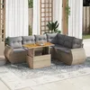 Image de Vidaxl Salon De Jardin Avec Coussins 7 Pcs Beige RÃ©sine TressÃ©e