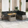 Image de Vidaxl Salon De Jardin Avec Coussins 7 Pcs Gris RÃ©sine TressÃ©e