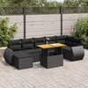 Image de Vidaxl Salon De Jardin 8 Pcs Avec Coussins Noir RÃ©sine TressÃ©e