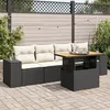 Image de Vidaxl Salon De Jardin 5 Pcs Avec Coussins Noir RÃ©sine TressÃ©e