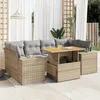 Image de Vidaxl Salon De Jardin Avec Coussins 7 Pcs Beige RÃ©sine TressÃ©e