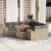 Image de Vidaxl Salon De Jardin Avec Coussins 9 Pcs Beige RÃ©sine TressÃ©e