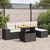 Image de Vidaxl Salon De Jardin 6 Pcs Avec Coussins Noir RÃ©sine TressÃ©e