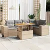 Image de Vidaxl Salon De Jardin Avec Coussins 6 Pcs Beige RÃ©sine TressÃ©e
