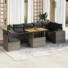 Image de Vidaxl Salon De Jardin Avec Coussins 7 Pcs Gris RÃ©sine TressÃ©e