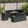 Image de Vidaxl Salon De Jardin 9 Pcs Avec Coussins Noir RÃ©sine TressÃ©e
