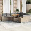 Image de Vidaxl Salon De Jardin Avec Coussins 10pcs Beige RÃ©sine TressÃ©e Acacia