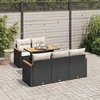 Image de Vidaxl Salon De Jardin 6 Pcs Avec Coussins Noir RÃ©sine TressÃ©e Acacia