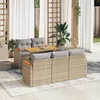 Image de Vidaxl Salon De Jardin 6 Pcs Avec Coussins Beige RÃ©sine TressÃ©e Acacia