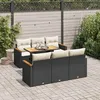 Image de Vidaxl Salon De Jardin Avec Coussins 7 Pcs Noir RÃ©sine TressÃ©e Acacia