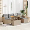 Image de Vidaxl Salon De Jardin 6 Pcs Avec Coussins Beige RÃ©sine TressÃ©e Acacia