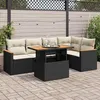 Image de Vidaxl Salon De Jardin 6 Pcs Avec Coussins Noir RÃ©sine TressÃ©e Acacia